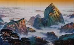 大型丙烯重彩壁画《山河揽胜》亮相中国国家版本馆