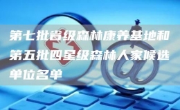 第七批省级森林康养基地和第五批四星级森林人家候选单位名单