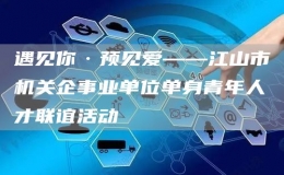 遇见你·预见爱——江山市机关企事业单位单身青年人才联谊活动