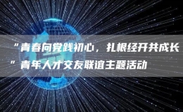 “青春向党践初心，扎根经开共成长”青年人才交友联谊主题活动