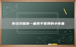 夜经济就像一曲四手联弹的小夜曲